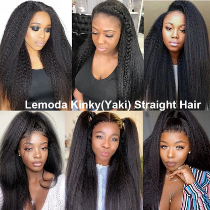 Kinky Straight Human Hair Bundles 28 30 Inch Brazilian Yaki Bundles Remy Natural Hair Weave Extension 1 3 4 Bundles