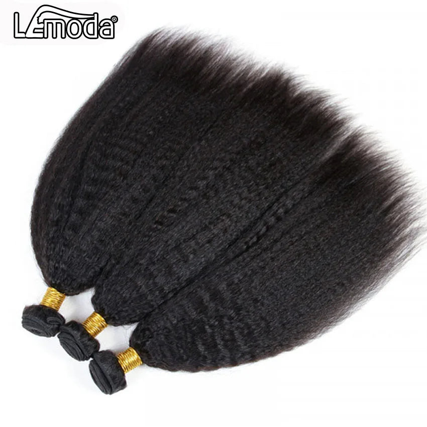 Kinky Straight Human Hair Bundles 28 30 Inch Brazilian Yaki Bundles Remy Natural Hair Weave Extension 1 3 4 Bundles