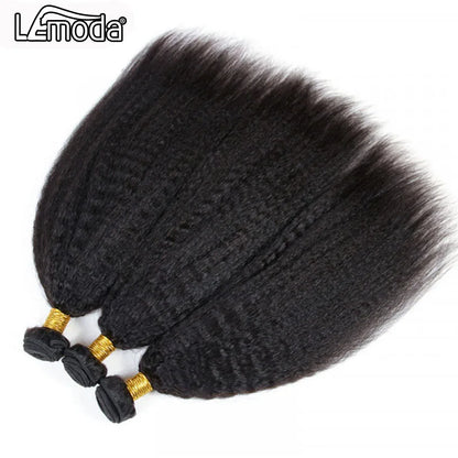 Kinky Straight Human Hair Bundles 28 30 Inch Brazilian Yaki Bundles Remy Natural Hair Weave Extension 1 3 4 Bundles