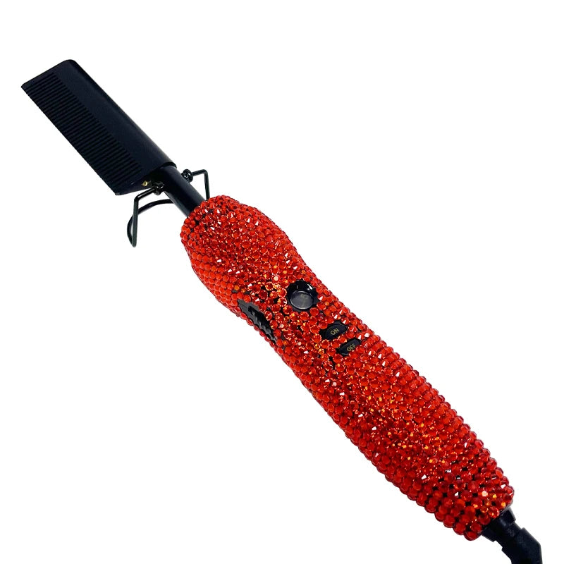 Hot Comb 2 In1 Hot Comb Straightener with Rhinestones Electric Heating Comb Pente Quente Peigne Chauffant Lisseur Cheveux Tools