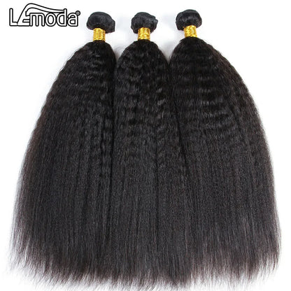 Kinky Straight Human Hair Bundles 28 30 Inch Brazilian Yaki Bundles Remy Natural Hair Weave Extension 1 3 4 Bundles