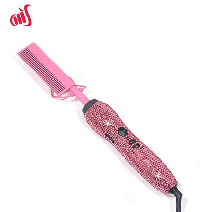 Hot Comb 2 In1 Hot Comb Straightener with Rhinestones Electric Heating Comb Pente Quente Peigne Chauffant Lisseur Cheveux Tools