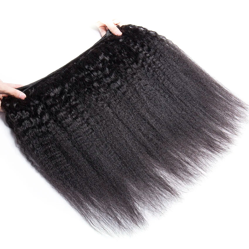 Kinky Straight Human Hair Bundles 28 30 Inch Brazilian Yaki Bundles Remy Natural Hair Weave Extension 1 3 4 Bundles