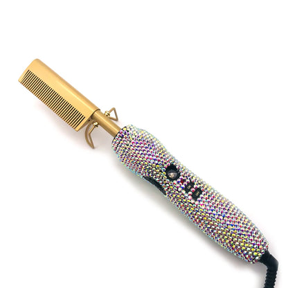Hot Comb 2 In1 Hot Comb Straightener with Rhinestones Electric Heating Comb Pente Quente Peigne Chauffant Lisseur Cheveux Tools