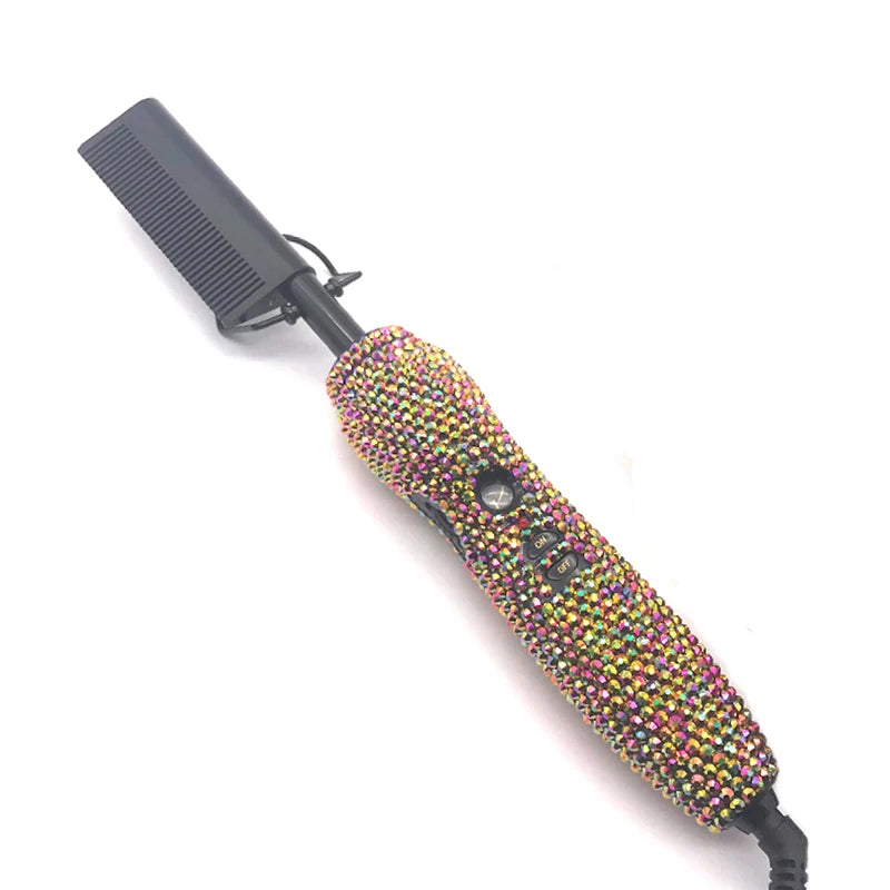 Hot Comb 2 In1 Hot Comb Straightener with Rhinestones Electric Heating Comb Pente Quente Peigne Chauffant Lisseur Cheveux Tools